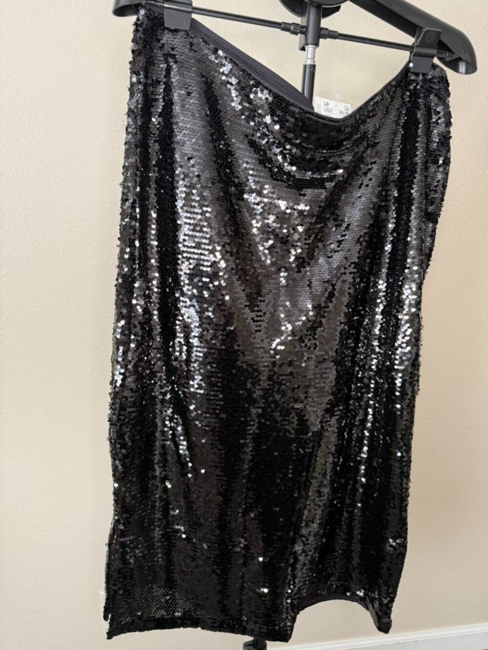 NWT Black Sequin Midi Skirt - XL